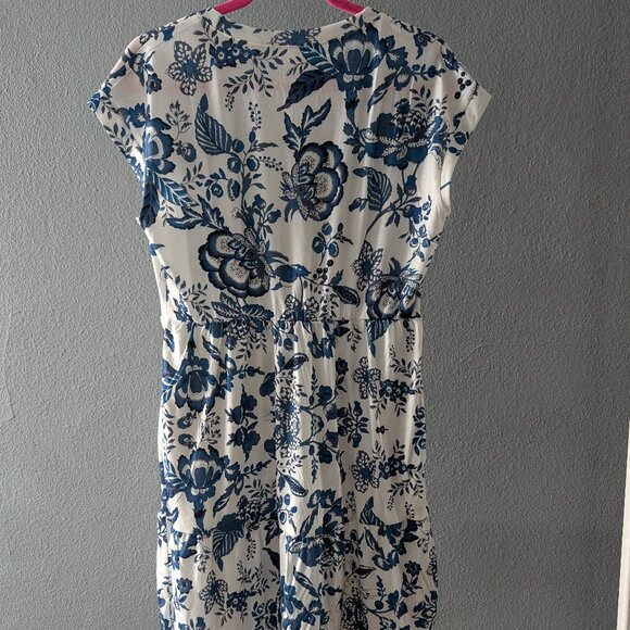 NWT Boutique Boho Soft Tiered Blue and White Dress - Sz M - Picture 3 of 7